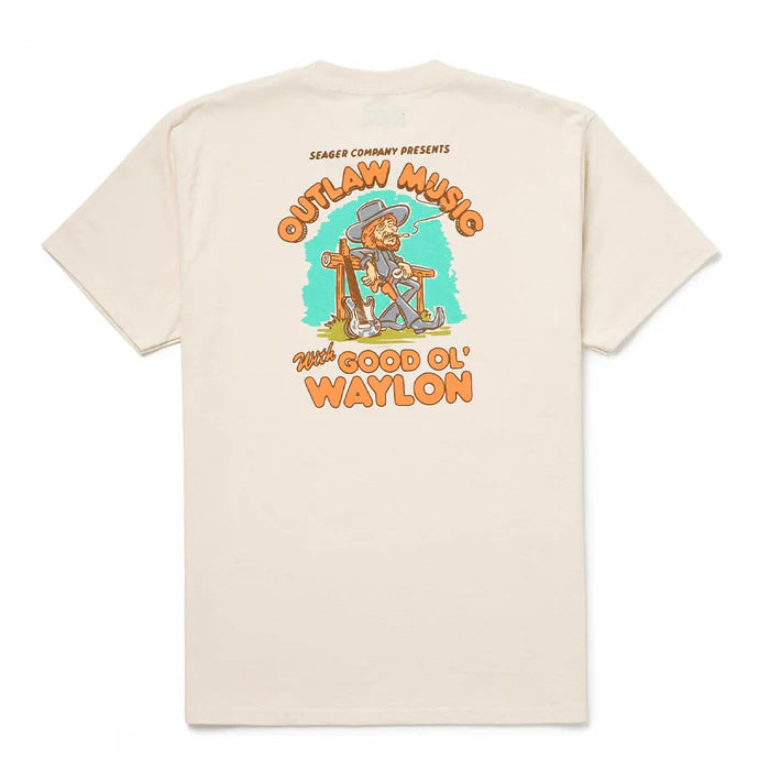 Seager X Waylon Jennings Outlaw Tee- Vintage White